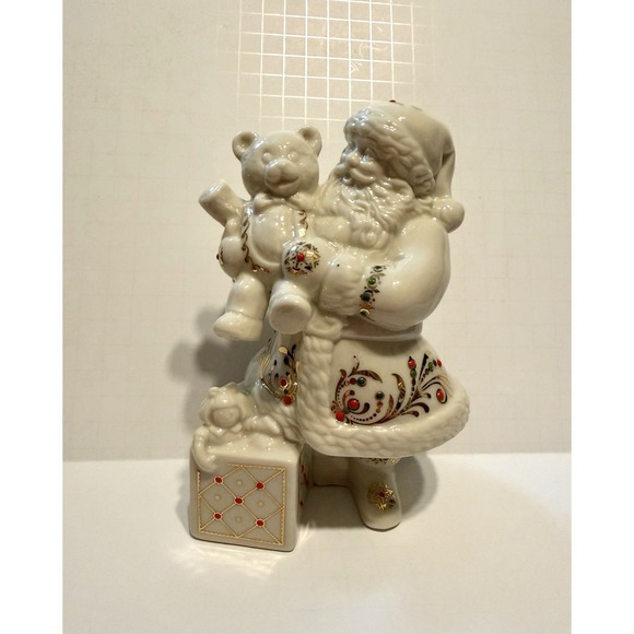 Lenox Other - 1990'S LENOX Jewels Collection Santa W/Teddy Bear 24K Gold Trim Original Box
